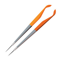 Precision tweezers with orange handles and sharp pointed tips for detailed work