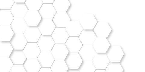White Hexagonal Background. Luxury White Pattern. Futuristic abstract honeycomb mosaic white background. geometric mesh cell texture. modern futuristic wallpaper.	