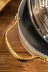 Golden Handle Ceramic Pot with Steamer Insert