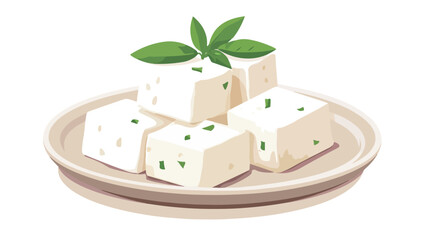 Authentic Indian Paneer Cheese Flat Vector Illustration