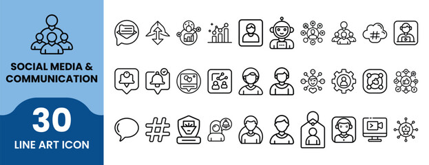 Social media communication people network icons vector