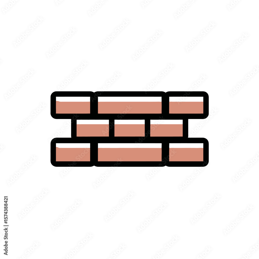 Poster brick wall section forms structure on clean background simple icon