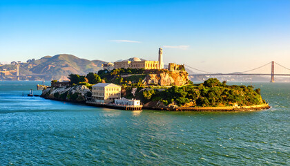 Alcatraz Island with San Francisco Bay.
