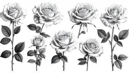Obraz premium Detailed monochrome rose collection