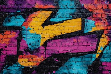 Fototapeta premium Graffiti on brick, colorful urban design.
