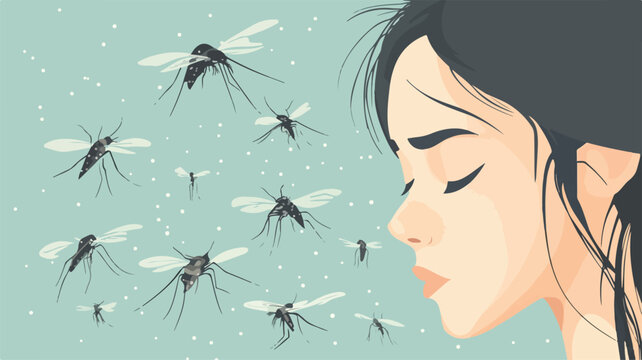 Mosquitoes Attacking Woman - Woman Suffers from Insect Bites Outdoors