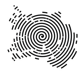 Symbol Map of the County Sogn og Fjordane (Norway) showing the territory with a black spiral line