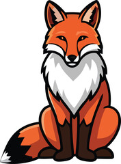 Fototapeta premium A cute cartoon red fox vector illustration isolated on white, depicting a wild mammal
