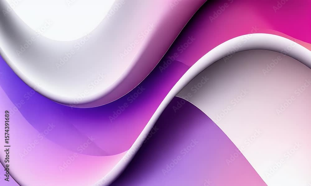 Poster a white background with a gradient color of purple and pink, featuring an abstract shape in the midd