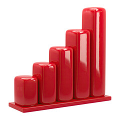 Red 3d bar chart graph isolated on png transparent background