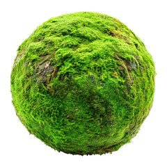 mossy rock texture sphere isolated on png transparent background