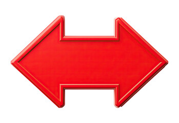 3d red left right arrow symbol isolated on png transparent background