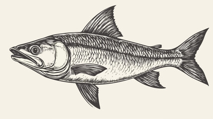Vintage Woodcut Engraving Linocut Style Tarpon Image