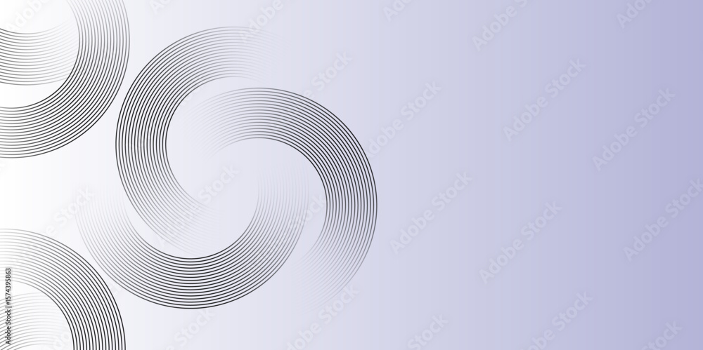 Aufkleber black circular line art on soft purple gradient abstract background design.