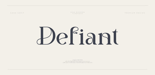 Defiant Elegant and tech font logo alphabet number Classic Lettering Minimal Fashion Typography decoration fonts for branding wedding logo vector illustration
