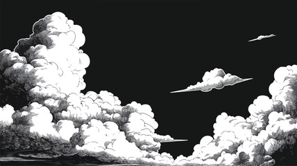 Vintage 1950s Style Black and White Cloudy Sky Image