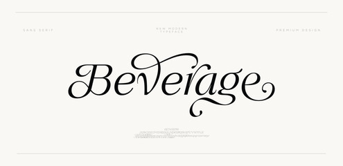 Beverage Elegant font alphabet logo. Typography Beauty fashion luxury classic letters serif fonts decorative wedding vintage retro logos. vector illustration
