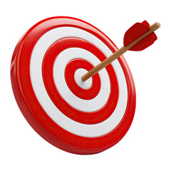 3d target board with arrow isolated on png transparent background