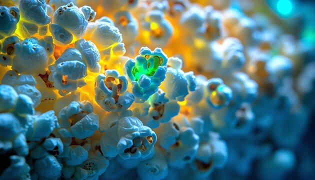 Close up View of Popcorn Kernels Under Varying Lighting