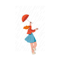 The wind snatches the umbrella from the girl's hands in the rain