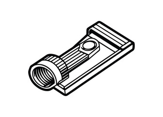 Silhouette of metal paper fastener isolated on a white background