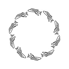 シンプルな手書きのかわいい旅行イメージのフレーム