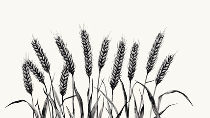Vintage Wheat Ears Block Print Style Grunge Effect