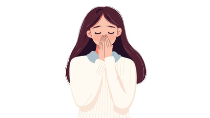 Woman Reacting to Unpleasant Smell with Closed Nose - Odor, Disgust and Toxicity Concept