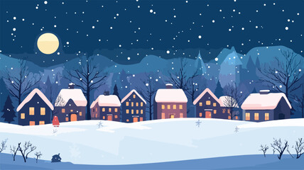 Christmas Night Winter Landscape Background in City