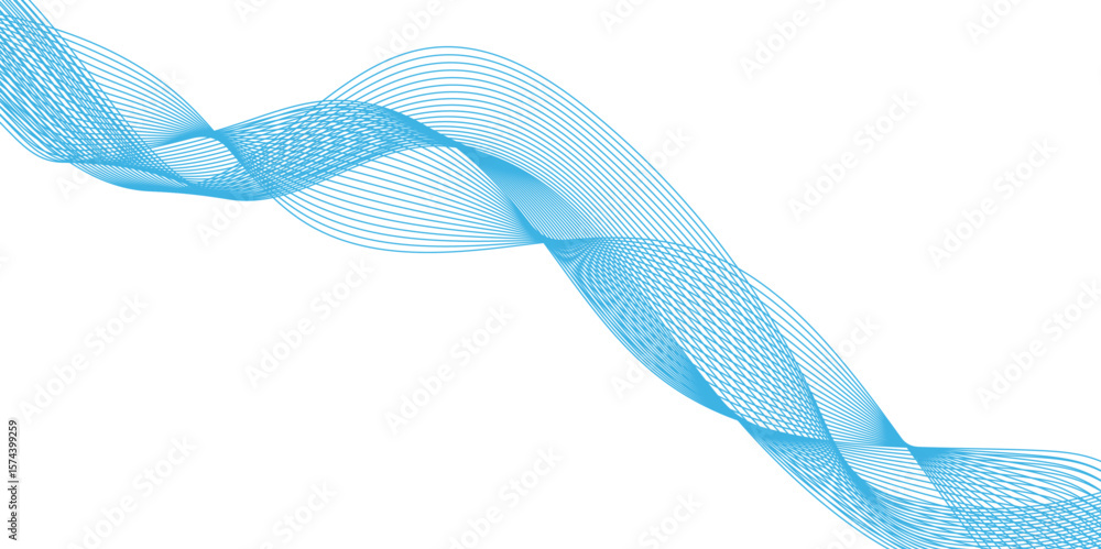 Fototapete abstract wavy blue stream element for design on transparent background isolated. blue lines vector i