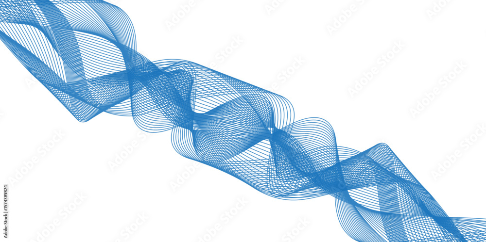 Fototapete abstract wavy blue stream element for design on transparent background isolated. blue lines vector i