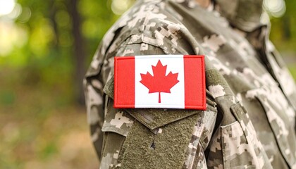 Military uniform with Canadian flag patch