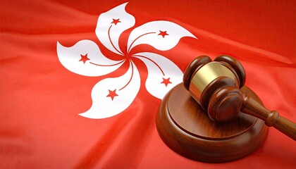 Hong Kong flag with judge's gavel