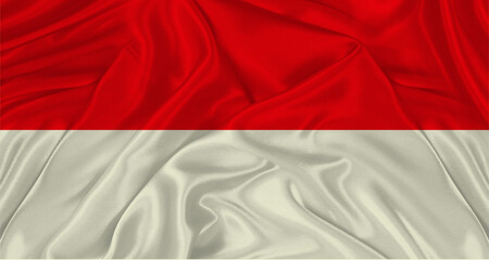 Flag of Indonesia with cloth texture. Close up of Indonesian flag waving