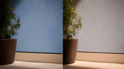 Contrasting wall textures illustrate an architectural transformation concept.