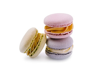 Delicious macarons arranged in a visually appealing stack with pastel colors