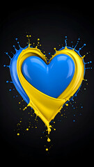 Blue Yellow Heart Paint Splash.