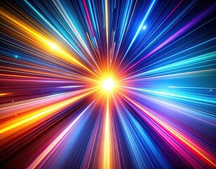 Abstract speed radial burst of colorful light