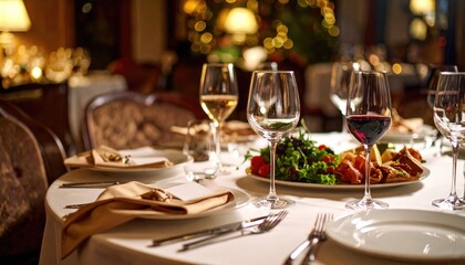 Elegant dinner setting in a restaurant