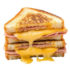 Toasted Ham Cheese Sandwich Melt isolated on a transparent background bread
