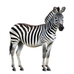 Majestic zebra with striking black and white stripes isolated on a transparent background