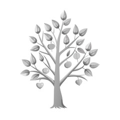 Fototapeta premium Tree made of silver leaves and twigs with fallen apples 