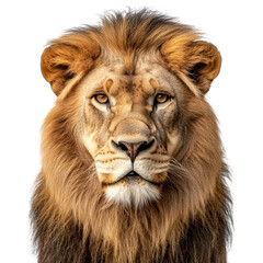 Majestic Lion King Mane Portrait isolated on a transparent background animal