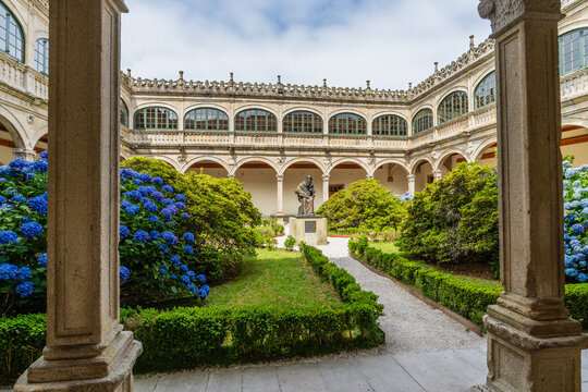 Courtyard of the Pazo de Fonseca or Fonseca Palace in the city of Santiago de Compostela, Galicia.