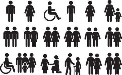 Obraz premium Diverse people figures icons woman