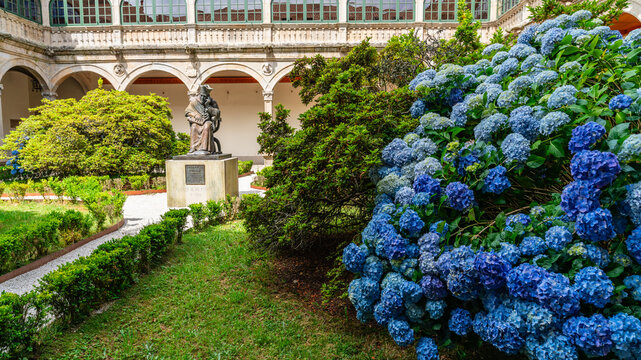 Courtyard of the Pazo de Fonseca or Fonseca Palace in the city of Santiago de Compostela, Galicia.
