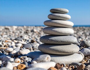 Balanced stones on a beach