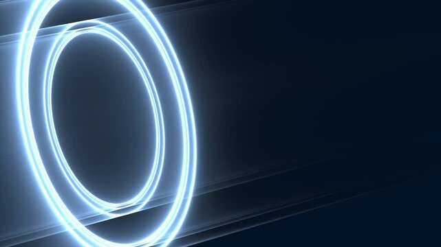 Leuchtende Lichtringe und kreisf&ouml;rmige Energie &ndash; futuristische Technologie, abstrakte Bewegung, digitale Innovation und moderne Lichtenergie in dynamischer Animation, Wissenschaft
