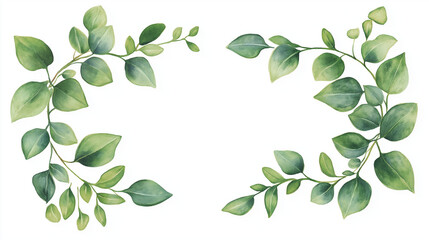 Minimalist floral frame with soft watercolor roses and leaves at the corners, light pastel tones on a white background, elegant and delicate style, high-resolution illustration 