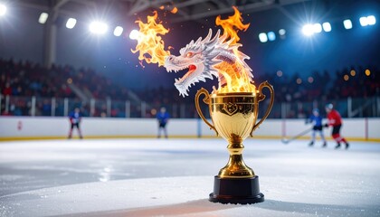 Hockey trophy with dragon flame